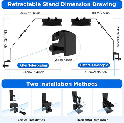 Lominie LED Aquarium Light, Full Spectrum Fish Tank Light, Clip on Saltwater Planted Light Adjustable Gooseneck for Saltwater Coral Fish Tanks, Dimmable Nano Refugium Tank Light Supports Remote WiFi Lominie