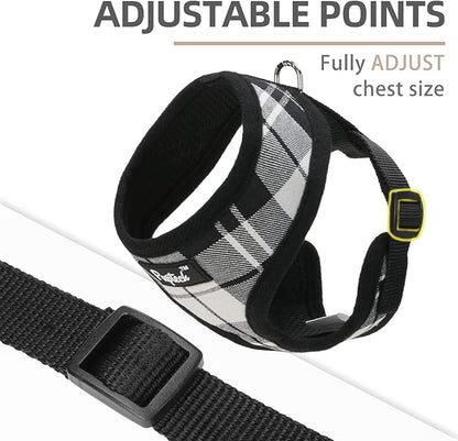 PUPTECK Soft Mesh Dog Harness and Leash Set Pet Puppy Cat Comfort Padded Vest No Pull Harnesses, Black&White, S PUPTECK
