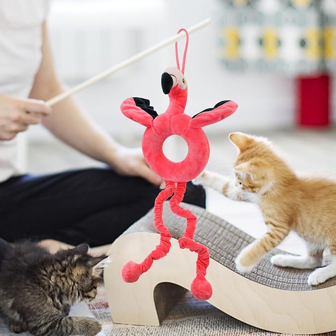 Catnip Toys, Cute Flamingo Cat Toys with Bells and Crinkle Paper for Indoor Cats, Door Hanging Cat Toy for Cats & Kitten - PAWPICO