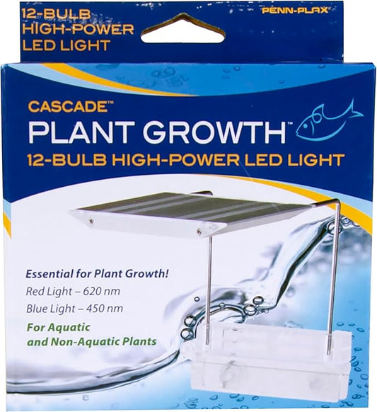 Penn-PLAX Cascade Plant Growth LED Clip-On Light for Rimless Aquariums – Great for Aquatic and Non-Aquatic Plants – 12-Bulb Multicolor Penn-Plax
