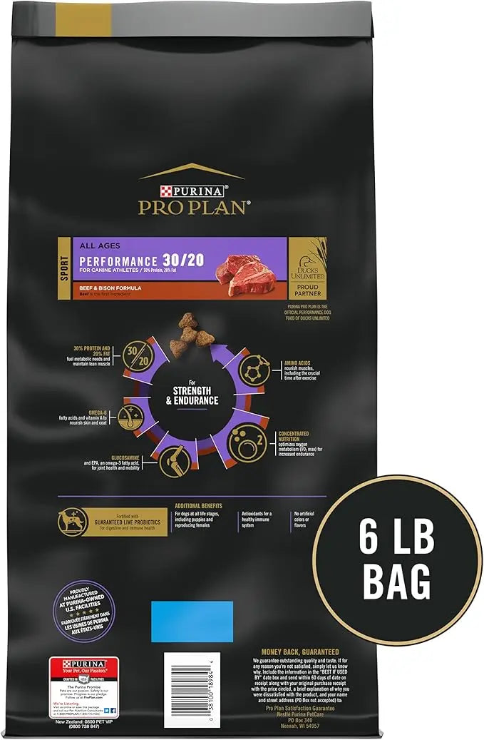 Purina Pro Plan Sport Performance 30/20 Beef & Bison Formula Dry Dog Food - 6 lb. Bag - PAWPICO