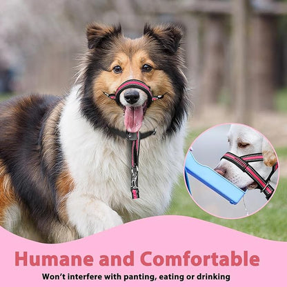 BARKLESS Soft Dog Head Collar, Padded No Pull Head Halter, Training Nose Leash with Safety Link for Medium Large Dogs, Adjustable Muzzle Leash, Easy Control for Walking Barkless