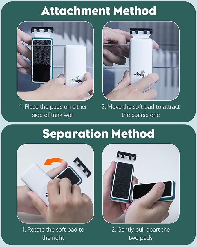 Pawfly Strong Magnetic Fish Tank Cleaner Aquarium Glass Cleaner with 2 Detachable Scrapers Floating Scrubber Cleaning Tool for 1/4 Inch Thick Glass Fish Tank Magnetic Algae Scraper Magnetic Pawfly