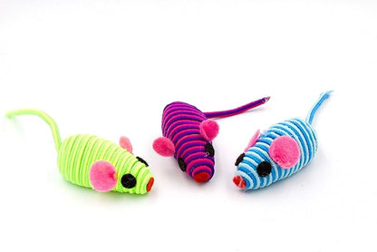 20 Hypno Colorful Mice with Rattle Sound, Interactive Catch Play Teaser Mouse Toy for Cats and Kittens. Pack of 20 Mice - PAWPICO