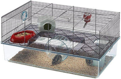 Ferplast Favola Hamster Cage Includes Free Water Bottle, Exercise Wheel, Food Dish & Hamster Hide-Out Large Hamster Cage Measures 23.6L x 14.4W x 11.8H-Inches Ferplast