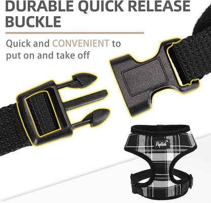 PUPTECK Soft Mesh Dog Harness and Leash Set Pet Puppy Cat Comfort Padded Vest No Pull Harnesses, Black, XS PUPTECK
