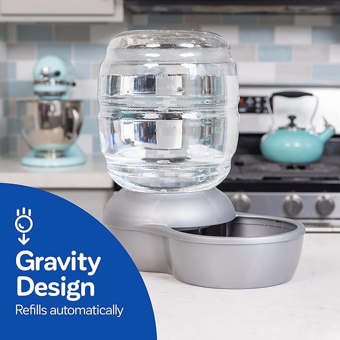 Petmate Replendish Automatic Gravity Waterer for Cats and Dogs, BPA-Free, No Batteries Required, Includes Charcoal Filter, 2.5 Gallons, Made in USA - PAWPICO