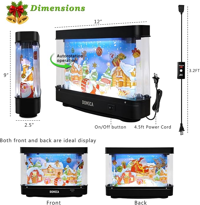 DOMICA Christmas Decorations Home Decor, Xmas Night Light with Timer for Bedroom, Reindeers Santa Claus Snowman Gingerbread Snow House, Christmas Gifts LED Table Light Table Lamp Indoor DOMICA