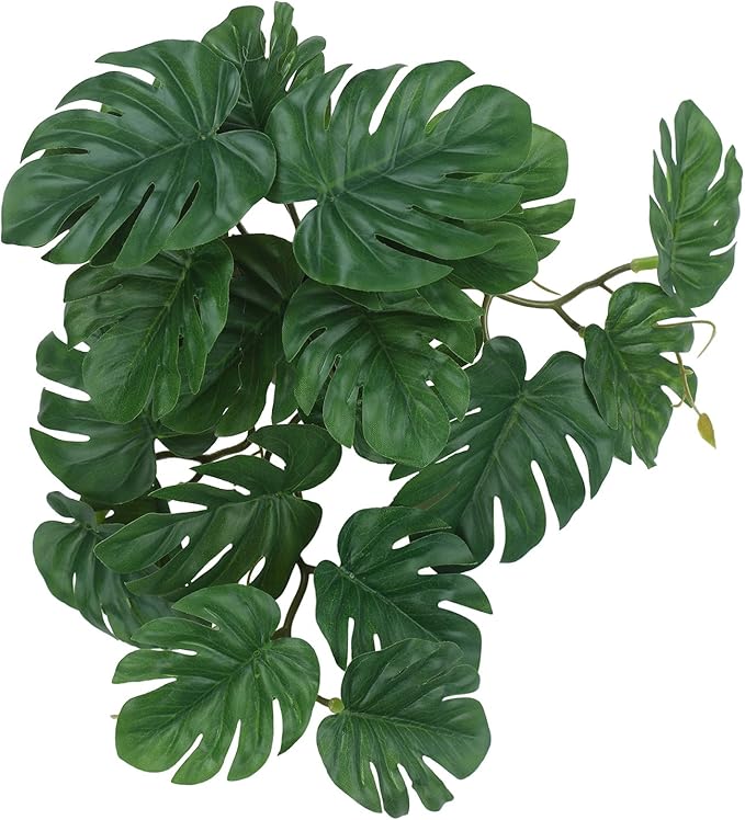 Fake Reptile Plants for Reptile Terrarium Plants, Reptile Plant Décor, Turtle Tank Plants with Suction Cup IBWell