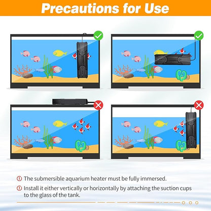Aquarium Heater 300W/500W/800W/1000W for 20-300 Gal, Fish Tank Heater with Intelligent Leaving Water Automatica Stop Heating and Overheating Protection, for Freshwater & Saltwater MantaMaze