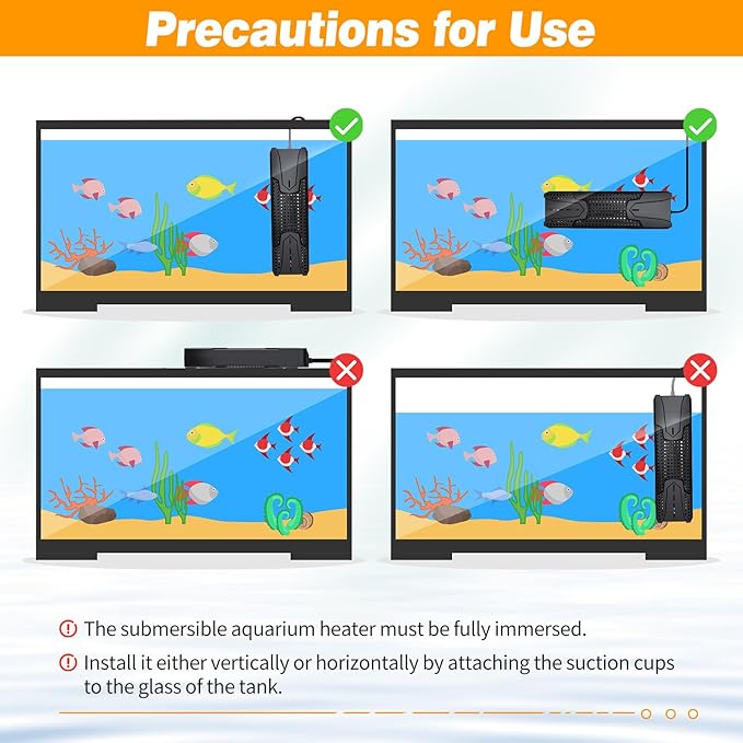 Aquarium Heater 300W/500W/800W/1000W for 20-300 Gal, Fish Tank Heater with Intelligent Leaving Water Automatica Stop Heating and Overheating Protection, for Freshwater & Saltwater MantaMaze