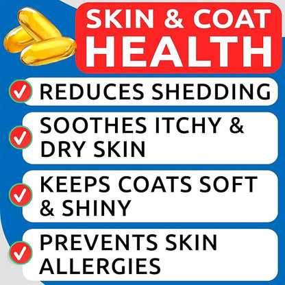 BARK&SPARK Omega 3 for Dogs - 180 Fish Oil Softgels for Dog Shedding, Skin Allergy, Itch Relief, Hot Spots Treatment - Joint Health - Skin and Coat Supplement - EPA & DHA Fatty Acids - Salmon Oil BARKSPARK