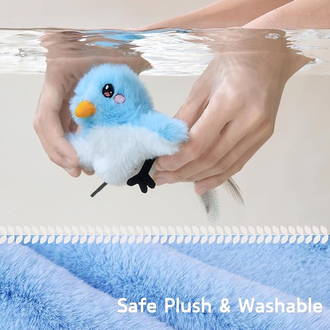 leafur Cat Toy Flapping Bird, Kitten Toys Touch Activated, Cat Enrichment Catnip Toys for Indoor Kitten (Mountain Bluebird Rechargeable) - PAWPICO