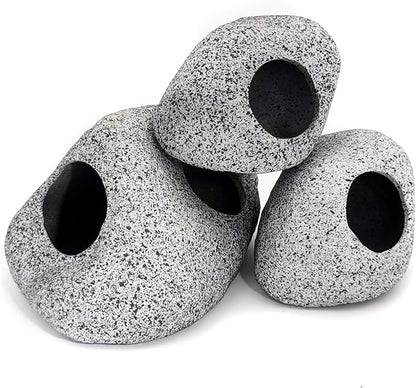 JIH Aquarium Decorations Rock, Ceramic Shelters - Shrimp Habitat, Breeding Tube, Hiding cave, Stackable Fish Tank Decor Cave for Hiding, Betta Fish (J101+J001x2) JIH