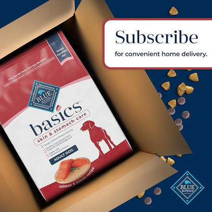 Blue Buffalo Basics Adult Dry Dog Food for Skin & Stomach Care, Limited Ingredient Diet, Made in the USA with Natural Ingredients, Salmon & Potato Recipe, 11-lb. Bag - PAWPICO