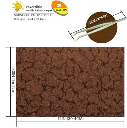 2PCS Reptile Carpet 20 Gallon, Pet Terrarium Liner, Reptiles Cage Mat/Substrate for Snakes, Chameleons, Geckos and Kitchen Use with Tweezers Feeding Tongs Printing Desert bestchoiceforyourreptiles