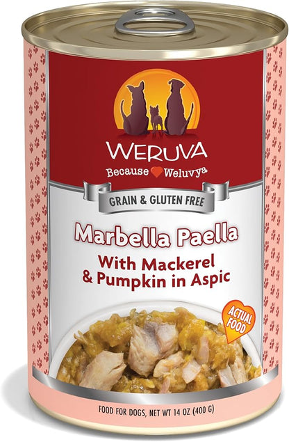 Weruva Classic Dog Food, Marbella Paella with Mackerel & Pumpkin in Aspic, 14oz Can (Pack of 12) - PAWPICO