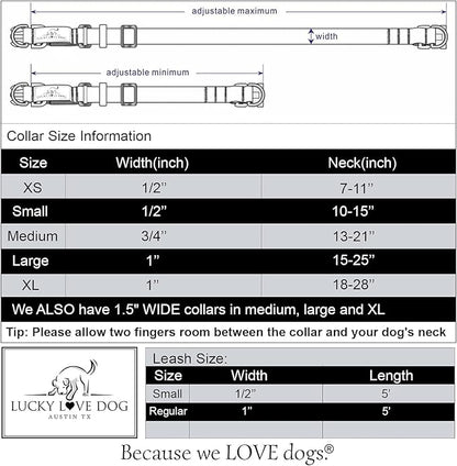 Lucky Love Dog, Summer Stripes Dog Collar and Leash Set, Yellow, Pink, Blue Summer Dog Collar and Leash, Cute Dog Combo Set for Girl Boy Dogs - (Extra Large, Molly Combo) LuckyLoveDog