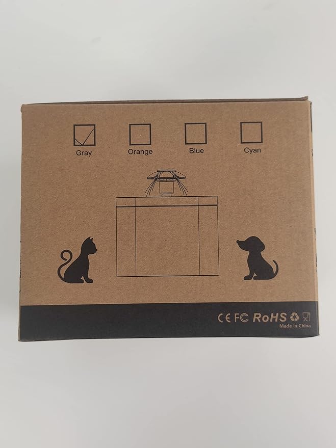 Cat Water Fountain 2 Liter : Cat Fountains for Drinking with Light - Small Pet Water Fountain - Kitty Water Fountain Cute - Cat Fountains for Drinking Easy to Clean - Including 4 Filters + 2 Sponges - PAWPICO