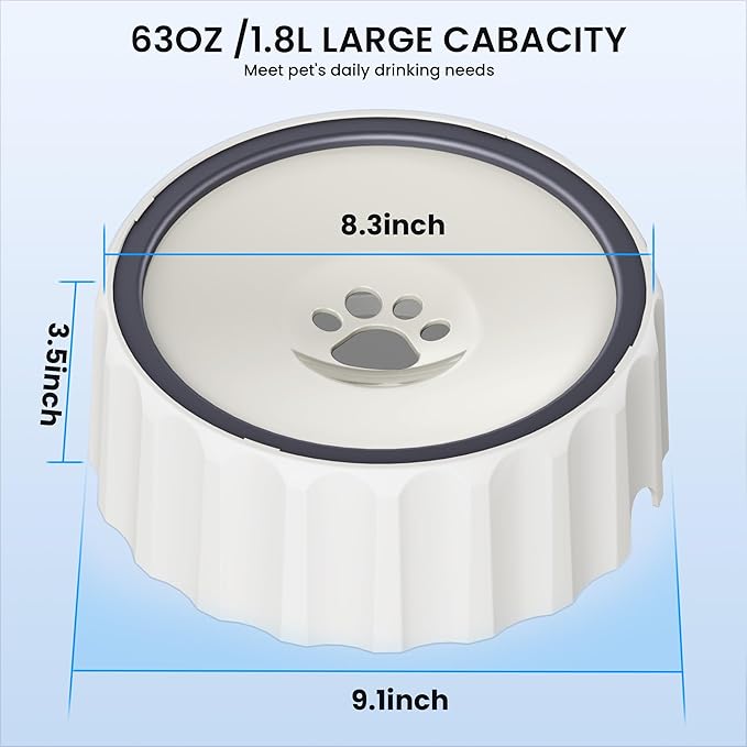 Dog Water Bowl No Spill 70oz/2L Large Capacity Dog Water Bowl Dispenser Non Slip No Splash Dog Water Bowl Pet Slow Feeder No Drip Dog Water Bowl on Vehicle Slow Water Bowl for Dogs and Cat Beige - PAWPICO