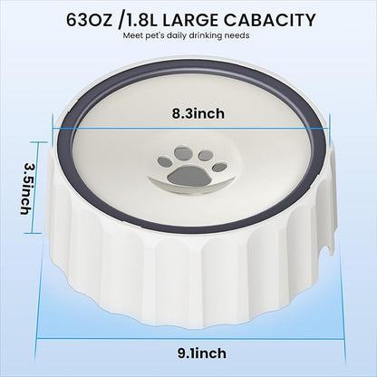Dog Water Bowl No Spill 70oz/2L Large Capacity Dog Water Bowl Dispenser Non Slip No Splash Dog Water Bowl Pet Slow Feeder No Drip Dog Water Bowl on Vehicle Slow Water Bowl for Dogs and Cat Beige - PAWPICO