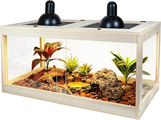 37 Gallon Terrarium, Reptile Habitat, Durable Quality, Suitable for All Types of Reptile, Hamsters, Snakes, Oak Color PROLEE