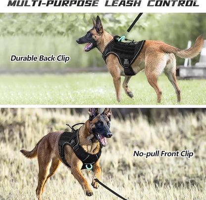 WINGOIN Tactical Dog Harness for Extra Large Dogs, Heavy Duty No Pull Dog Harness with Handle, Adjustable Reflective Military K9 German Shepherd Big Dog Vest for Training, Walking, Black (XXL) WINGOIN