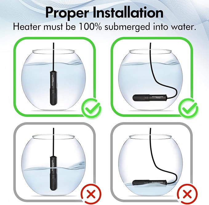 Orlushy 25W Small Submersible Aquarium Heater, Constant Temperature Betta Fish Tank Heater of 78℉for 1-6 Gallons Freshwater & Saltwater Tanks Orlushy