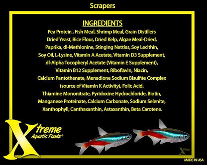 Xtreme Scrapers Wafers - Premium 14mm Fast-Sinking Fish Food – Nutrient & Cellulose Rich Ideal for Nocturnal Feeders, Catfish, Plecostomus Species, and Loaches – USA Farm Grown (18oz) XtremeAquaticFoods