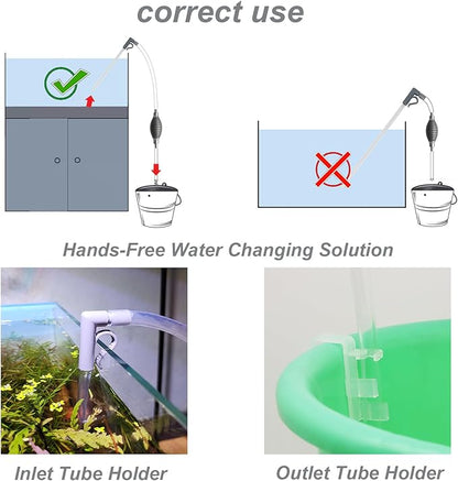 Compact Aquarium Siphon Vacuum and Water Changer Kit with Cleaning Brush. Perfect for Simultaneous Water Changing and Cleaning in Small Fish Tanks. Gravel and Sand Cleaning. AREPK