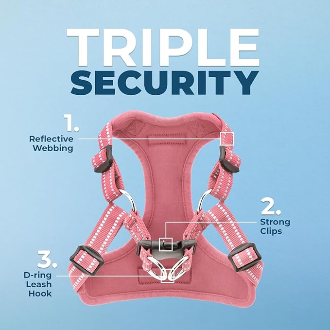 Best Pet Supplies Voyager Adjustable Dog Vest Harness Breathable No Pull Harness for Small, Medium, Large Dogs, Heavy Duty Harness for Walking, Jogging, Easy Step-In, Reflective Stripes - (Pink), M BestPetSuppliesLLC