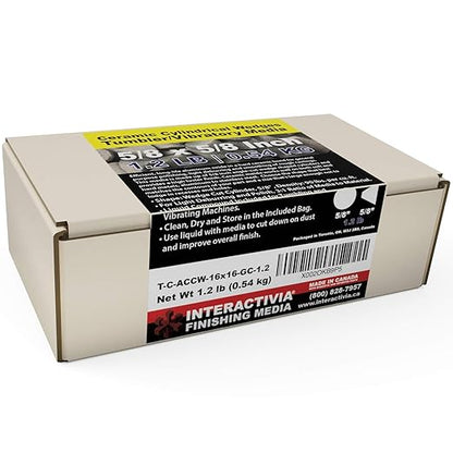 Ceramic Tumbling Media (1.2 lb - 5/8" x 5/8" Cylinder Wedges, Wedges - Ceramic General) InteractiviaFinishingMedia