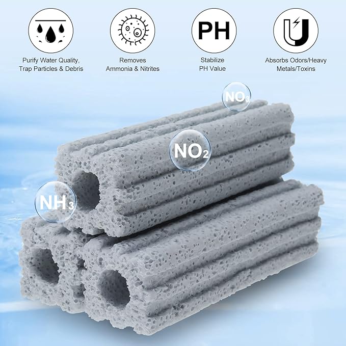 Ceramic Bio Filter Media for Aquarium Sump Canister Pond Fish Tank, Vast Surface Area (3.8" Length / 72pcs) RealPlus