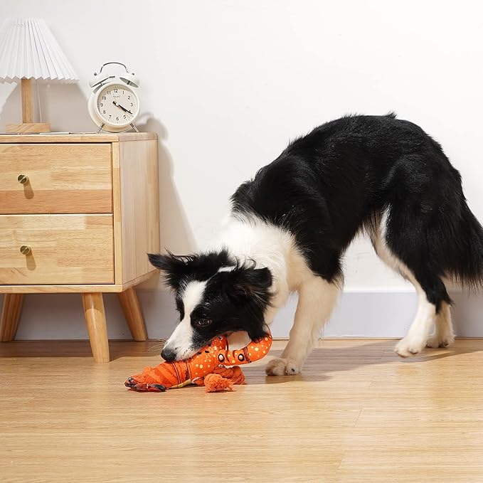 Sedioso Dog Toys, Dog Plush Toy for Large Breed, Cute Squeaky Dog Toys with Crinkle Paper, Dog Chew Toys for Puppy, Small, Middle, Big Dogs (Lobster) - PAWPICO