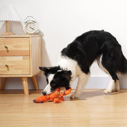 Sedioso Dog Toys, Dog Plush Toy for Large Breed, Cute Squeaky Dog Toys with Crinkle Paper, Dog Chew Toys for Puppy, Small, Middle, Big Dogs (Lobster) - PAWPICO