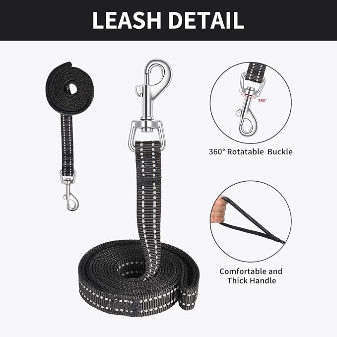 AMTOR Dog Harness with Leash Set,No Pull Adjustable Reflective Step-in Puppy Harness with Padded Vest for Extra-Small/Small Medium Large Dogs and Cats(Blackwhite) AMTOR