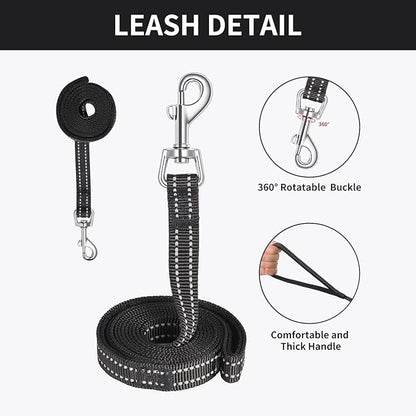 AMTOR Dog Harness with Leash Set,No Pull Adjustable Reflective Step-in Puppy Harness with Padded Vest for Extra-Small/Small Medium Large Dogs and Cats(Blackwhite) AMTOR