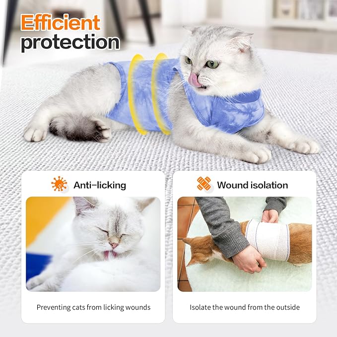 Cat Recovery Suit for Spay Cat Onesie for Cats After Surgery, Breathable Cat Surgery Recovery Suit Female Male Surgical Spay Suit, Kitten Recovery Suit E Collar Alternative Anti Licking Wounds, Large Coppthinktu