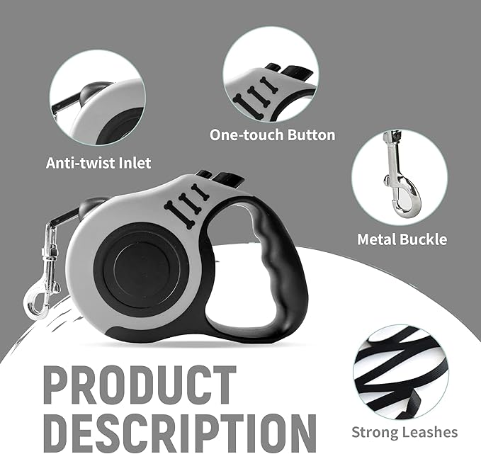 Retractable Dog Leash Automatic Telescopic Tractor Dog Tape, Pet Tape 10/16 FT Durable and Convenient, with Folding Bowl, Dispenser, Rubbish Bags, Suitable for Small and Medium Dogs LIEVUIKEN