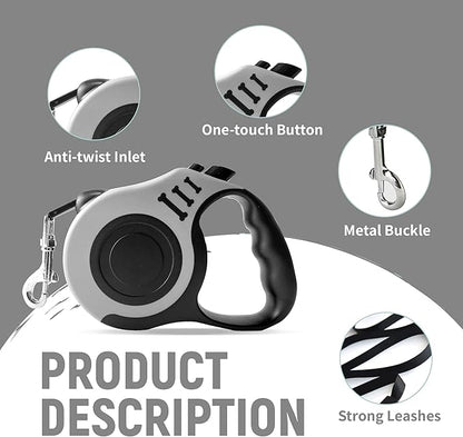Retractable Dog Leash Automatic Telescopic Tractor Dog Tape, Pet Tape 10/16 FT Durable and Convenient, with Folding Bowl, Dispenser, Rubbish Bags, Suitable for Small and Medium Dogs LIEVUIKEN