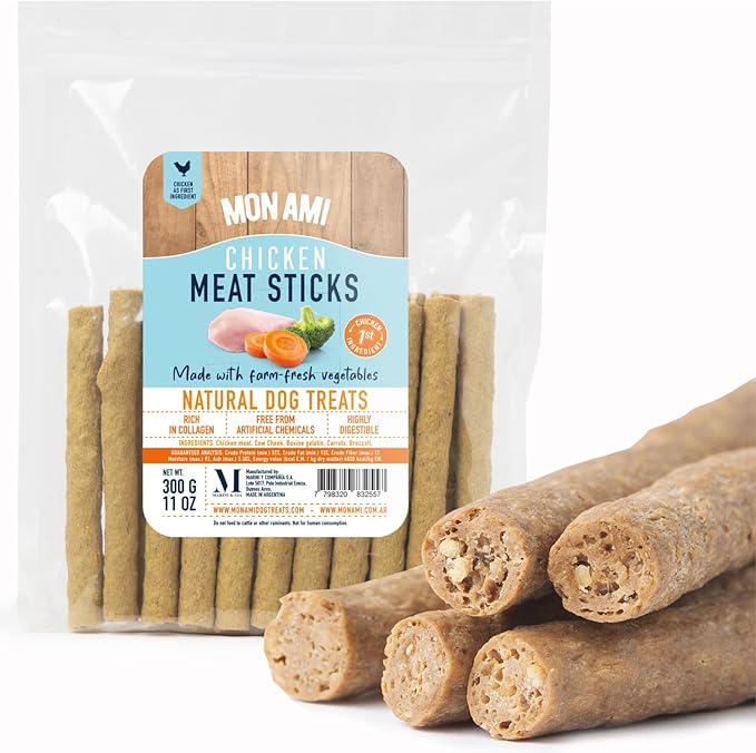 Mon Ami Chicken Meat Sticks for Dogs with Farm Fresh Vegetables (11 Oz) – Human Grade Dog Treats with Superfoods - Training Treats for Dogs - Healthy Dog Treats for Small, Medium and Large Dogs - PAWPICO