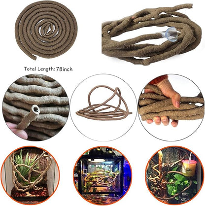 kathson Leopard Gecko Tank Accessories Bearded Dragon Habitat Decor Reptile Hanging Plants Artificial Bendable Climbing Vines Lizard Hidden Coconut Shell Hole Hut for Chameleon, Snake, Iguana, Turtle kathson