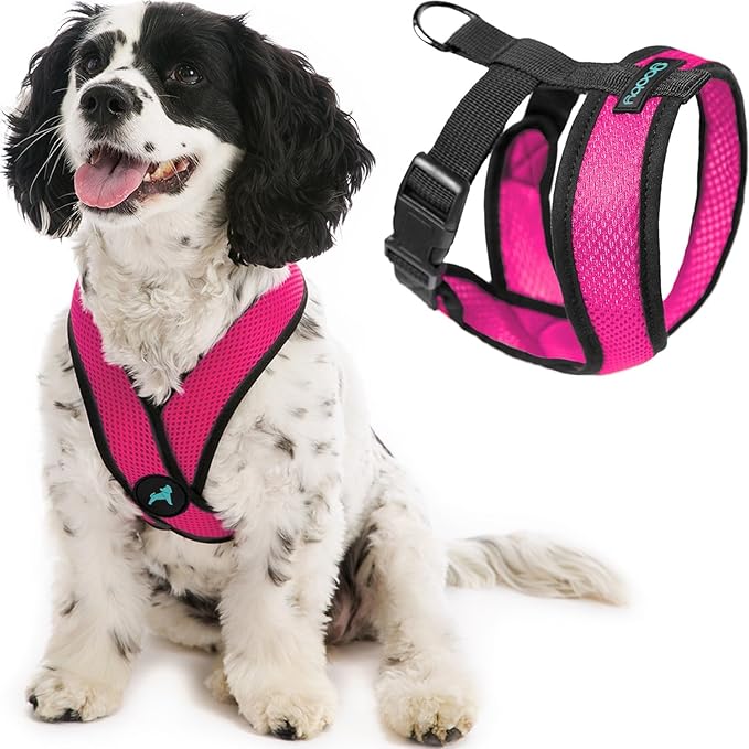 Gooby Comfort X Head In Harness - Flamingo Pink, Medium - No Pull Small Dog Harness Patented Choke-Free X Frame - On the Go Dog Harness for Medium Dogs No Pull or Small Dogs for Indoor and Outdoor Use Gooby