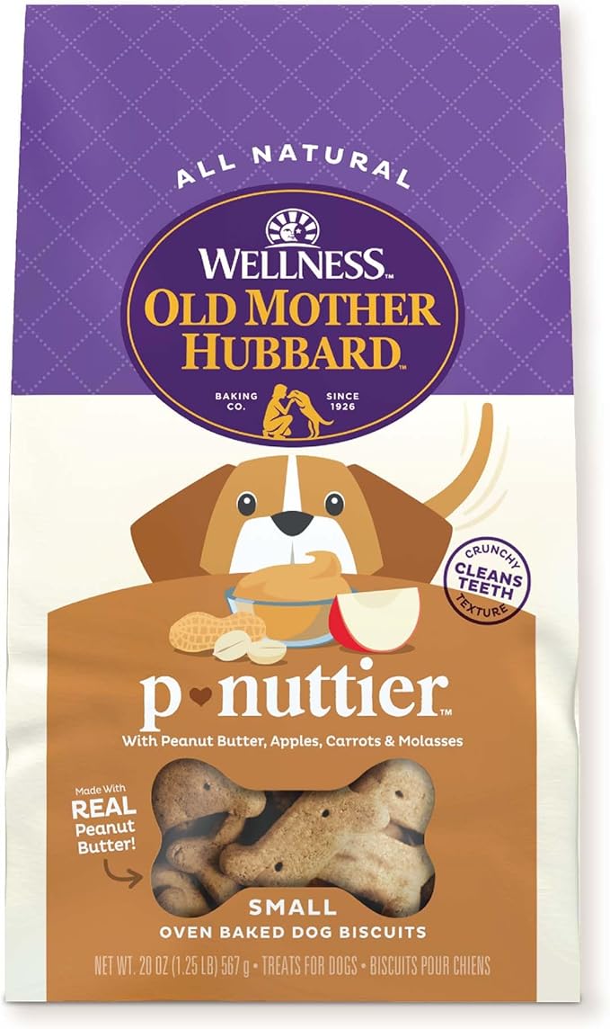 Wellness Old Mother Hubbard Classic P-Nuttier Natural Dog Treats, Crunchy Oven-Baked Biscuits, Ideal for Training, Small Size, 20 ounce bag - PAWPICO