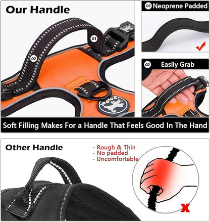 PoyPet No Pull Dog Harness, No Choke Front Clip Dog Reflective Harness, Adjustable Soft Padded Pet Vest with Easy Control Handle for Small to Large Dogs(Orange,S) PoyPet