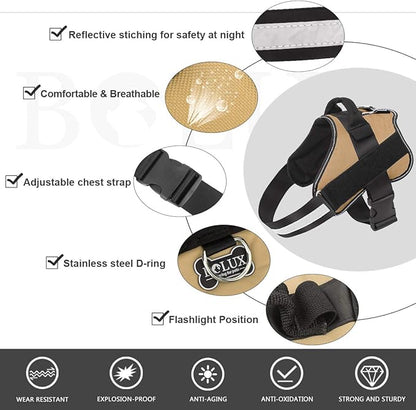 Bolux Dog Harness, No-Pull Reflective Dog Vest, Breathable Adjustable Pet Harness with Handle for Outdoor Walking - No More Pulling, Tugging or Choking (Army Yellow, XS) Bolux