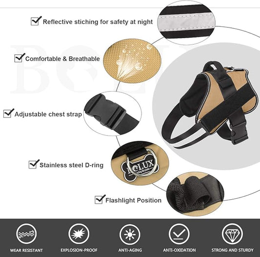 Bolux Dog Harness, No-Pull Reflective Dog Vest, Breathable Adjustable Pet Harness with Handle for Outdoor Walking - No More Pulling, Tugging or Choking (Army Yellow, XS) Bolux