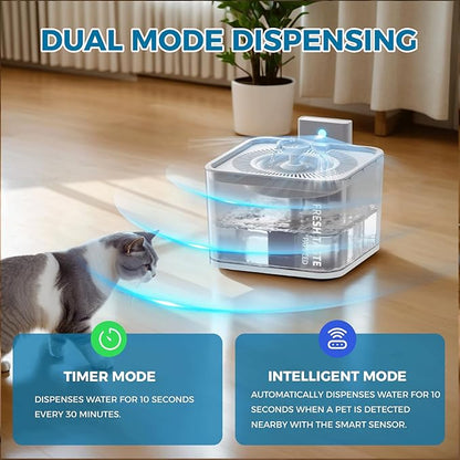 Cat Drinking Fountain 106 oz/3 Liter Large Capacity, Silent Leak-Proof Pet Drinking Fountain, with Motion Sensor Dual Power Supply - PAWPICO