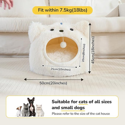 CATISM Cat Bed, Cat Beds for Indoor Cats, Cat Cave, Cat Cave for Indoor Cats, Cat Bed Cave, Large Cat Beds, Cozy Hooded Cat Bed with Soft Cushion, Removable Washable Cat Beds - PAWPICO
