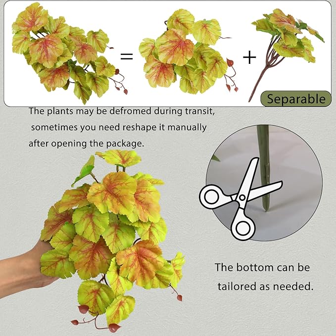 Fake Reptile Plants for Reptile Terrarium Plants, Reptile Plant Décor, Turtle Tank Plants with Suction Cup IBWell